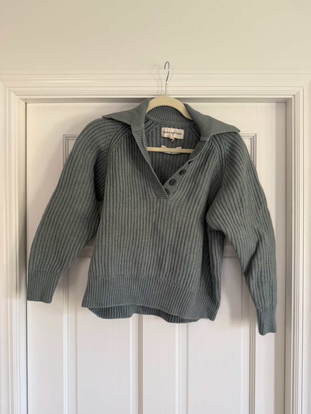Mara Hoffman Ribbed V-Neck Sweater in Sage